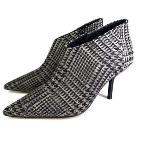 & Other Stories Pointed Stiletto Boots 6.5 36 Houndstooth Plaid‎ Booties Heels